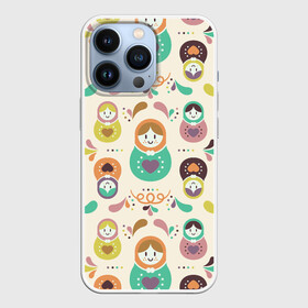 Чехол для iPhone 13 Pro с принтом Традиционные русские матрёшки в Рязани,  |  | matryoshka | native art | russia | souvenir | traditional | арт | игрушка | иллюстрация | искусство | матрёна | матрёшка | народные мотивы | паттерн | рисунок | роспись | россия | русский народный промысел | русь | сувенир