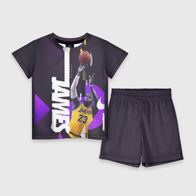Детский костюм с шортами 3D с принтом Леброн в Рязани,  |  | basketball | lakers | lebron | media | nba | toplanding | баскетболл | леброн | лейкерс | лого баскетбольных клубов | лос анджелес | нба