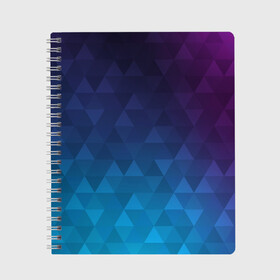 Тетрадь BASTERIA: в Рязани, 100% бумага | 48 листов, плотность листов — 60 г/м2, плотность картонной обложки — 250 г/м2. Листы скреплены сбоку удобной пружинной спиралью. Уголки страниц и обложки скругленные. Цвет линий — светло-серый
 | abstract | геометрия | градиент | треугольники | фиолетовый