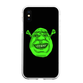 Чехол для iPhone XS Max матовый с принтом Shreks Face в Рязани, Силикон | Область печати: задняя сторона чехла, без боковых панелей | Тематика изображения на принте: donkey | fiona | gonna | is | life | love | me | once | roll | shrek | somebody | the | told | world | артур | в | гарольд | дракон | жизнь | кот | лорд | любовь | мем | мерлин | огр | осел | пиноккио | пряник | сапогах | фаркуад | фиона | чарм