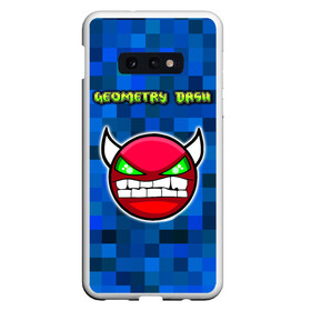 Чехол для Samsung S10E с принтом Geometry Dash в Рязани, Силикон | Область печати: задняя сторона чехла, без боковых панелей | devil | geometry dash | pixel | геометри дэш | геометрический рывок | геометрия даш | демон | игры | логотипы игр | пиксель | смайл | эмоции