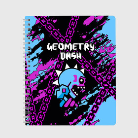 Тетрадь с принтом Geometry Dash в Рязани, 100% бумага | 48 листов, плотность листов — 60 г/м2, плотность картонной обложки — 250 г/м2. Листы скреплены сбоку удобной пружинной спиралью. Уголки страниц и обложки скругленные. Цвет линий — светло-серый
 | 2d | android | computer game | geometry dash | андроид | геометрия даш | игра | компьютерная