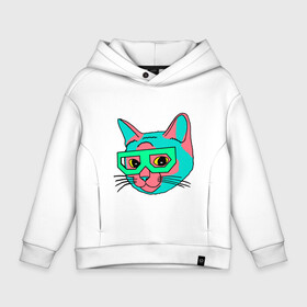 Детское худи Oversize хлопок с принтом Hipster Cat в Рязани, френч-терри — 70% хлопок, 30% полиэстер. Мягкий теплый начес внутри —100% хлопок | боковые карманы, эластичные манжеты и нижняя кромка, капюшон на магнитной кнопке | animal | cat | cute | kitty | meow | друг | животные | киска | китти | кот | котенок | котик | котэ | кошечка | кошка | милый | мур | мяу | питомец | тигр