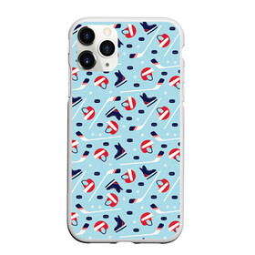 Чехол для iPhone 11 Pro матовый с принтом Hockey Pattern в Рязани, Силикон |  | hockey | hockey pattern | nhl | pattern | клюшка | лед | нхл | хоккеист | хоккеисты | хоккей