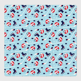 Магнитный плакат 3Х3 с принтом Hockey Pattern в Рязани, Полимерный материал с магнитным слоем | 9 деталей размером 9*9 см | Тематика изображения на принте: hockey | hockey pattern | nhl | pattern | клюшка | лед | нхл | хоккеист | хоккеисты | хоккей