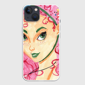 Чехол для iPhone 13 с принтом Мисс чай в Рязани,  |  | art | color | creator | digital | illustration | illustrator | marker | meow | monster | paint | watercolor | woman | акварель | арт | девушка | диджитал | иллюстрация | карандаш | краски | маркеры | монстр | няша | няшный | поп | рисунок | создание | тво