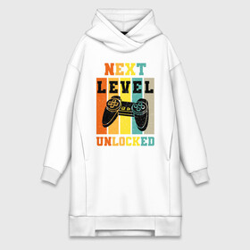 Платье-худи хлопок с принтом Next level unlocked в Рязани,  |  | controller | funny | game | gamer | gaming | geek | level | next | retro | unlocked | video game | videogame | vintage | видеоигры | винтаж | игра | играть | игровой | игрок | игроку | игры | консоль | приставка | ретро