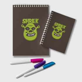 Блокнот с принтом Shrek. True Ogre в Рязани, 100% бумага | 48 листов, плотность листов — 60 г/м2, плотность картонной обложки — 250 г/м2. Листы скреплены удобной пружинной спиралью. Цвет линий — светло-серый
 | charming | donkey | fiona | forever | gonna | is | me | once | pinocchio | roll | shrek | somebody | the | told | world | артур | в | гарольд | дракон | кот | лорд | мерлин | навсегда | огр | осел | пиноккио | пряник | сапогах | фаркуад | фиона