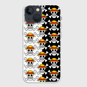 Чехол для iPhone 13 mini с принтом ONE PIECE   ВАН ПИС   УЗОР в Рязани,  |  | anime | heroes | one piece | pattern | skull | wanted | аниме | ван пис | герои | манга | мультфильм | персонажи. | розыск | скелет | узор | череп | японская анимация