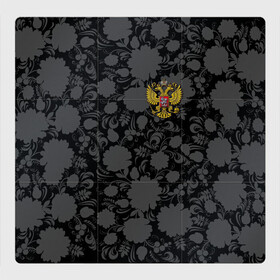 Магнитный плакат 3Х3 с принтом Герб России Хохлома в Рязани, Полимерный материал с магнитным слоем | 9 деталей размером 9*9 см | country | eagle | russia | герб | двуглавый | орел | россия | страна | флаг | хохлома