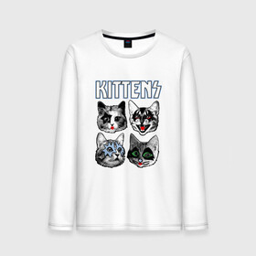 Мужской лонгслив хлопок с принтом Kittens в Рязани, 100% хлопок |  | animal | cat | cute | kiss | kitty | meow | rock | гитара | друг | животные | киска | кисс | китти | кот | котенок | котик | котэ | кошечка | кошка | метал | милый | музыка | мур | мяу | питомец | рок | тигр