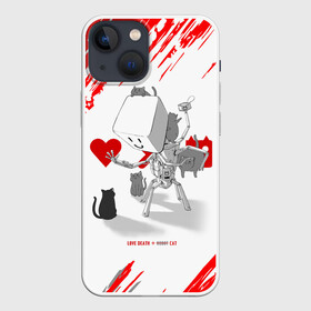 Чехол для iPhone 13 mini с принтом Love, Death and Cats | Любов, смерть и котики (Z) в Рязани,  |  | death | love | love death robots | netflix | robots | vedeathrobots | xbot 4000 | любовь | нетфликс | роботы | сериал | сериалы