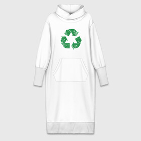Платье удлиненное хлопок с принтом значок переработки экология в Рязани,  |  | зеленые стрелочки | знак | значок переработки | ответсвенность | сортировка мусора | треугольник | экоактивист | экология
