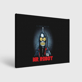 Холст прямоугольный с принтом Bender x mr robot в Рязани, 100% ПВХ |  | Тематика изображения на принте: bender | futurama | mr robot | planet express | бендер | мистер робот | мульт | мультфильм | планетный экспресс | туранга лила | филипп джэй фрай | футурама