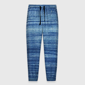 Мужские брюки 3D с принтом Texture. Denim в Рязани, 100% полиэстер | манжеты по низу, эластичный пояс регулируется шнурком, по бокам два кармана без застежек, внутренняя часть кармана из мелкой сетки | Тематика изображения на принте: background | blue | dark | denim | gradient | ice | jeans | paints | ripples | spot | spots | stripes | texture | white | белый | градиент | джинсы | лед | линии | полосы | пятна | пятно | светлый | синий | текстура | темная | ткань | тьма | фон