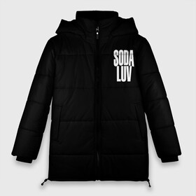 Женская зимняя куртка Oversize с принтом Репер - SODA LUV в Рязани, верх — 100% полиэстер; подкладка — 100% полиэстер; утеплитель — 100% полиэстер | длина ниже бедра, силуэт Оверсайз. Есть воротник-стойка, отстегивающийся капюшон и ветрозащитная планка. 

Боковые карманы с листочкой на кнопках и внутренний карман на молнии | Тематика изображения на принте: rap | rapper | soda luv | st. petersburg | vladislav terentyuk | владислав терентюк | репер | рэп | рэп исполнитель | санкт петербург