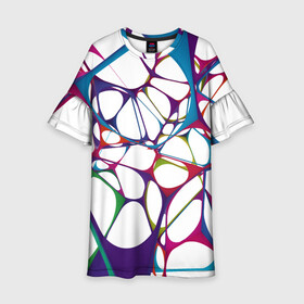 Детское платье 3D с принтом Нейроны в Рязани, 100% полиэстер | прямой силуэт, чуть расширенный к низу. Круглая горловина, на рукавах — воланы | абстракция | минимализм | нейронные связи | нейроны | рисунок