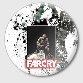 Значок с принтом FARCRY WOLF в Рязани,  металл | круглая форма, металлическая застежка в виде булавки | far cry | far cry 5 | far cry new dawn | far cry primal | farcry | fc 5 | fc5 | game | new dawn | primal | игры | постапокалипсис | фар край | фар край 5