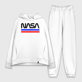 Женский костюм хлопок Oversize с принтом NASA в Рязани,  |  | astronomy | fashion | logo | nasa | national | rocket | sky | space | stars | text | usa | звезды | космос | линии | логотип | модные | надпись | наса | планеты | полоски | ракеты | сша | текст