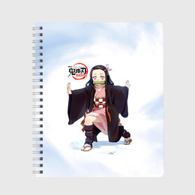 Тетрадь с принтом Nezuko Kamado Kimetsu no Yaiba в Рязани, 100% бумага | 48 листов, плотность листов — 60 г/м2, плотность картонной обложки — 250 г/м2. Листы скреплены сбоку удобной пружинной спиралью. Уголки страниц и обложки скругленные. Цвет линий — светло-серый
 | demon slayer | kamado | kimetsu no yaiba | nezuko | tanjiro | аниме | гию томиока | зеницу агацума | иноске хашибира | камадо | клинок | корзинная девочка | манга | музан кибуцуджи | незуко | рассекающий демонов | танджиро