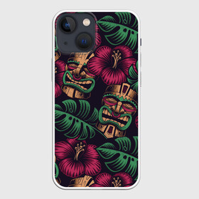 Чехол для iPhone 13 mini с принтом Тропический в Рязани,  |  | beach | mask | palm | sea | summer | tropical | волны | жара | летние | лето | маска | море | пальмы | пляж | тропический