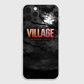 Чехол для iPhone 12 Pro с принтом Resident Evil: Village $$$ в Рязани, силикон | область печати: задняя сторона чехла, без боковых панелей | alsina dimitrieska | darkness | game | inscription resident evil: village | moon | print resident evil: village | village | альсина димитриеска | деревня | игра | луна | надпись resident evil: village | принт resident evil: village | тьма