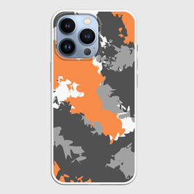 Чехол для iPhone 13 Pro с принтом Камуфляж (огненный) в Рязани,  |  | камуфляж | милитари | огненный | огонь | оранжевый