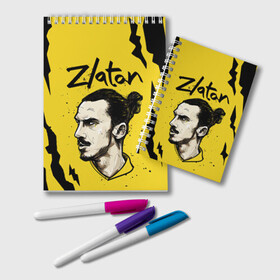 Блокнот с принтом ЗЛАТАН ИБРАГИМОВИЧ / ZLATAN в Рязани, 100% бумага | 48 листов, плотность листов — 60 г/м2, плотность картонной обложки — 250 г/м2. Листы скреплены удобной пружинной спиралью. Цвет линий — светло-серый
 | football | sport | zlatan ibrahimovic | златан ибрагимович | милан | сборная швеции. zlatan | спорт | футбол