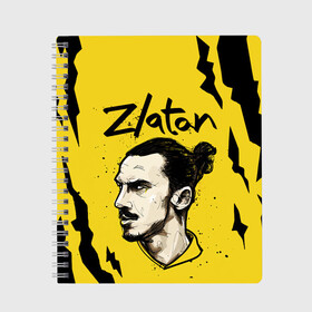 Тетрадь с принтом ЗЛАТАН ИБРАГИМОВИЧ ZLATAN в Рязани, 100% бумага | 48 листов, плотность листов — 60 г/м2, плотность картонной обложки — 250 г/м2. Листы скреплены сбоку удобной пружинной спиралью. Уголки страниц и обложки скругленные. Цвет линий — светло-серый
 | football | sport | zlatan ibrahimovic | златан ибрагимович | милан | сборная швеции. zlatan | спорт | футбол