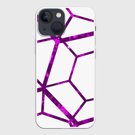 Чехол для iPhone 13 mini с принтом Hexagon в Рязани,  |  | hexagon | lines | purple | violet | линии | фиолетовый многоугольник | шестиугольник