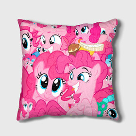 Подушка 3D с принтом Pinkie Pie pattern в Рязани, наволочка – 100% полиэстер, наполнитель – холлофайбер (легкий наполнитель, не вызывает аллергию). | состоит из подушки и наволочки. Наволочка на молнии, легко снимается для стирки | Тематика изображения на принте: my little pony | дружба это чудо | единорог | единороги | май литл пони | мульт | мультфильм