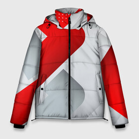 Мужская зимняя куртка 3D с принтом 3D SPORT STYLE RED WHITE в Рязани, верх — 100% полиэстер; подкладка — 100% полиэстер; утеплитель — 100% полиэстер | длина ниже бедра, свободный силуэт Оверсайз. Есть воротник-стойка, отстегивающийся капюшон и ветрозащитная планка. 

Боковые карманы с листочкой на кнопках и внутренний карман на молнии. | 3d | 3д | sport | абстракция | линии | паттерн | соты | спортивный стиль | текстуры