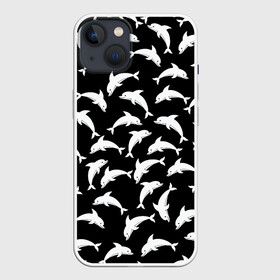 Чехол для iPhone 13 с принтом Дельфиновый фон | Dolphin в Рязани,  |  | dolphin | дельфин | дельфиновый фон | дельфины | косатка | морской житель | пляжная