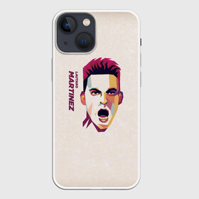 Чехол для iPhone 13 mini с принтом Martinez Pop Art в Рязани,  |  | argentina | art | champion | football | form | international | lautaro | martinez | player | pop | racing | soccer | uniform | аргентина | интернационале | лаутаро | легенда | мартинес | расинг | форма | футбол | футбола | футболист | чемпио