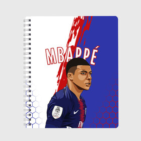 Тетрадь с принтом КИЛИАН МБАППЕ / KYLIAN MBAPPE в Рязани, 100% бумага | 48 листов, плотность листов — 60 г/м2, плотность картонной обложки — 250 г/м2. Листы скреплены сбоку удобной пружинной спиралью. Уголки страниц и обложки скругленные. Цвет линий — светло-серый
 | football | kylian mbapp lottin | sport | килиан мбаппе | пари сен жермен | сборная франции. | спорт | футбол