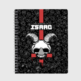 Тетрадь с принтом The Binding of Isaac в Рязани, 100% бумага | 48 листов, плотность листов — 60 г/м2, плотность картонной обложки — 250 г/м2. Листы скреплены сбоку удобной пружинной спиралью. Уголки страниц и обложки скругленные. Цвет линий — светло-серый
 | Тематика изображения на принте: 2d | the binding of isaac | жертвоприношение исаака | игра | компьютерная