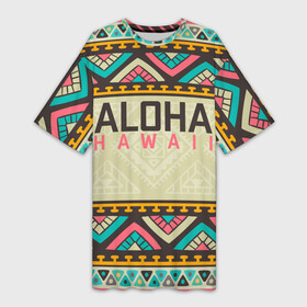 Платье-футболка 3D с принтом АЛОХА ГАВАЙИ, ALOHA, SUMMER в Рязани,  |  | aloha | aloha hawaii | hawaii | serfing | summer | гаваи | гавайи | гавайский паттрен | дайвинг | лето | море | отпуск | пляж | серфинг | текстура