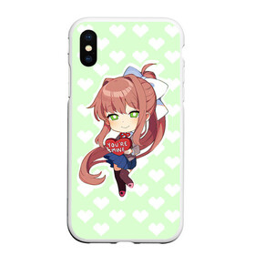 Чехол для iPhone XS Max матовый с принтом Chibi Monika в Рязани, Силикон | Область печати: задняя сторона чехла, без боковых панелей | ddlc | doki doki literature club | monika | моника