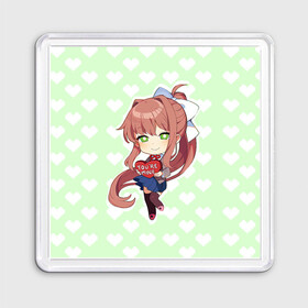 Магнит 55*55 с принтом Chibi Monika в Рязани, Пластик | Размер: 65*65 мм; Размер печати: 55*55 мм | ddlc | doki doki literature club | monika | моника