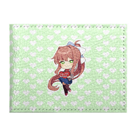 Обложка для студенческого билета с принтом Chibi Monika в Рязани, натуральная кожа | Размер: 11*8 см; Печать на всей внешней стороне | ddlc | doki doki literature club | monika | моника