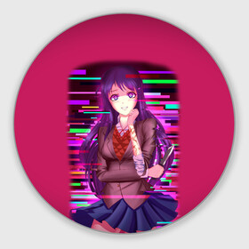 Коврик для мышки круглый с принтом Literature Club Юри (Yuri) в Рязани, резина и полиэстер | круглая форма, изображение наносится на всю лицевую часть | anime | doki doki literature club | monika | natsuki | sayori | yuri | аниме | доки доки | доки доки литературный клуб | моника | нацуки | саёри | юри