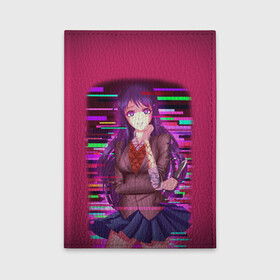 Обложка для автодокументов с принтом Literature Club Юри (Yuri) в Рязани, натуральная кожа |  размер 19,9*13 см; внутри 4 больших “конверта” для документов и один маленький отдел — туда идеально встанут права | anime | doki doki literature club | monika | natsuki | sayori | yuri | аниме | доки доки | доки доки литературный клуб | моника | нацуки | саёри | юри