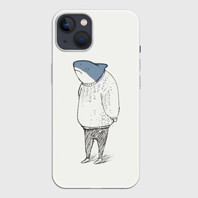 Чехол для iPhone 13 с принтом акула в свитере в Рязани,  |  | ocean | sea | sea animal | акула | арт | графика | море | океан | рисунок | свитер