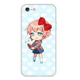 Чехол для iPhone 5/5S матовый с принтом Chibi Sayori в Рязани, Силикон | Область печати: задняя сторона чехла, без боковых панелей | Тематика изображения на принте: ddlc | doki doki literature club | sayori | саёри | сайори