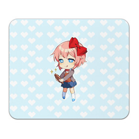 Коврик для мышки прямоугольный с принтом Chibi Sayori в Рязани, натуральный каучук | размер 230 х 185 мм; запечатка лицевой стороны | ddlc | doki doki literature club | sayori | саёри | сайори