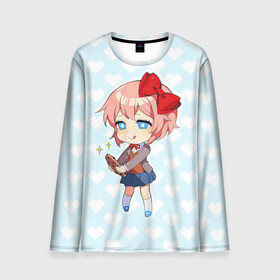 Мужской лонгслив 3D с принтом Chibi Sayori в Рязани, 100% полиэстер | длинные рукава, круглый вырез горловины, полуприлегающий силуэт | ddlc | doki doki literature club | sayori | саёри | сайори