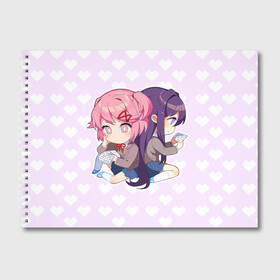 Альбом для рисования с принтом Chibi Natsuki and Yuri в Рязани, 100% бумага
 | матовая бумага, плотность 200 мг. | Тематика изображения на принте: ddlc | doki doki literature club | natsuki | yuri | натсуки | нацуки | юри