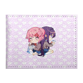 Обложка для студенческого билета с принтом Chibi Natsuki and Yuri в Рязани, натуральная кожа | Размер: 11*8 см; Печать на всей внешней стороне | Тематика изображения на принте: ddlc | doki doki literature club | natsuki | yuri | натсуки | нацуки | юри