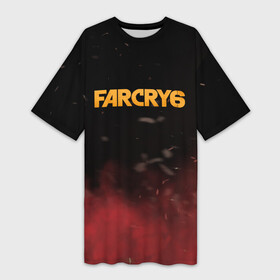 Платье-футболка 3D с принтом Far Cry 6 в Рязани,  |  | far cry 6 | дым | игра | лого | надпись | частицы
