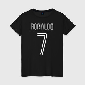 Женская футболка хлопок с принтом Ronaldo 7 номер на груди в Рязани, 100% хлопок | прямой крой, круглый вырез горловины, длина до линии бедер, слегка спущенное плечо | 7 | champion | cr7 | cristiano ronaldo | fifa | football | football club | juventus | soccer | uefa | игра | криштиану роналду | лига чемпионов | реал мадрид | сборная португалии | спорт | уефа | фифа | фк | футбол | футболь